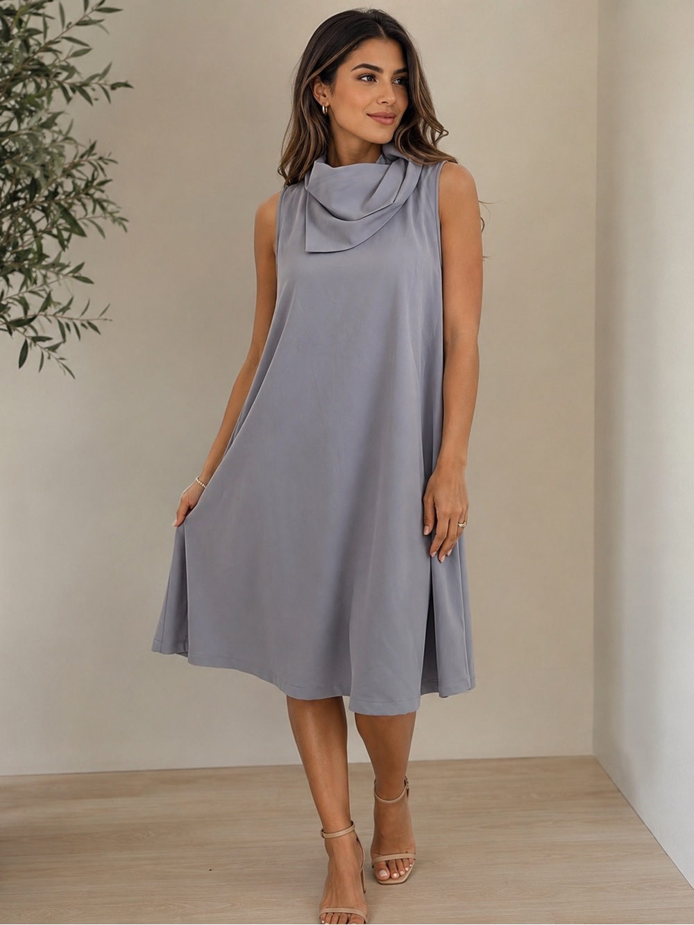 Femestage Eva minge Elegant Gray Sleevelesslm Dress